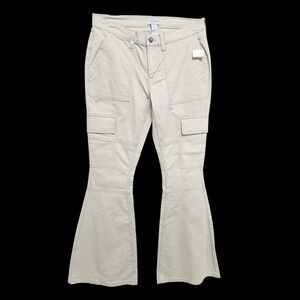 Arizona Jean Co Skater Pants Womens Size 7 Beige Cargo‎ Flare NEW FLAW PLS READ
